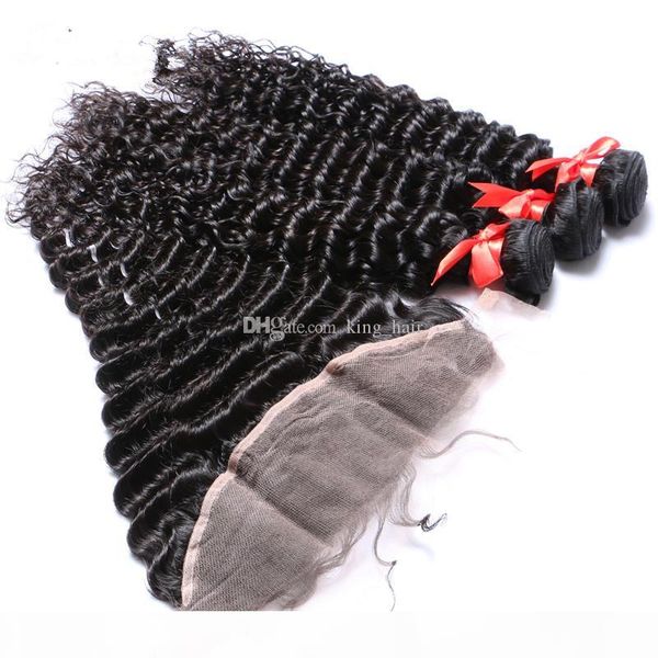 new arrival deep wave ear to ear full lace frontals with hair bundles 4 pcs lot brazilian human hair with lace frontals, Black
new arrival deep wave ear to ear full lace frontals with hair bundles 4 pcs lot brazilian human hair with lace frontals, Black