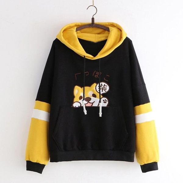 women's hoodies & sweatshirts 40# japanese puppy color block hoodie women long sleeve dog ear hat trendy patchwork pockets hood, Black
women's hoodies & sweatshirts 40# japanese puppy color block hoodie women long sleeve dog ear hat trendy patchwork pockets hood, Black