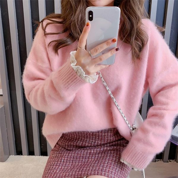 women's knits & tees knitted female shirt round neck 2021 spring /autumn department loose pure color clothing, White
women's knits & tees knitted female shirt round neck 2021 spring /autumn department loose pure color clothing, White
