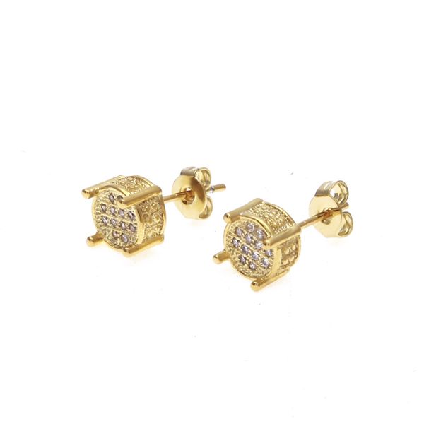 

Luxury Design 18K Gold Plated CZ Micro Pave Brass Stud Earring for Men Women