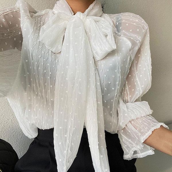 women's blouses & shirts 2021 spring chiffon shirt korean version chic loose long sleeve temperament half high collar lace up top, White
women's blouses & shirts 2021 spring chiffon shirt korean version chic loose long sleeve temperament half high collar lace up top, White