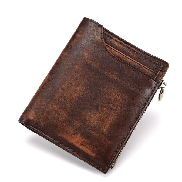 wallets retro cowhide men's women's wallet casual simple genuine leather short handmade id holders female coin purse, Red;black 
wallets retro cowhide men's women's wallet casual simple genuine leather short handmade id holders female coin purse, Red;black