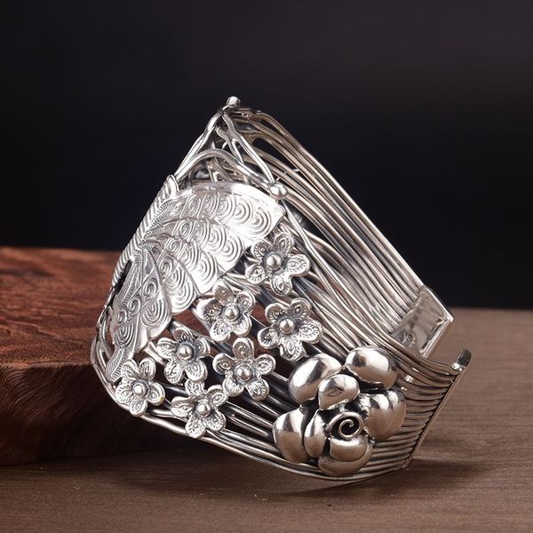 2021 new s999 pure sier rose flower wide face handmade retro exaggerated opening ethnic style woman bracelet e0km, Black
2021 new s999 pure sier rose flower wide face handmade retro exaggerated opening ethnic style woman bracelet e0km, Black