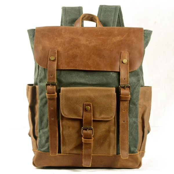 men's canvas stitching crazy horse leather backpack casual rucksack lapbackpack waterproof computer school bag male
men's canvas stitching crazy horse leather backpack casual rucksack lapbackpack waterproof computer school bag male