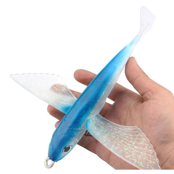 original rosewood flying fish-9 inch blue/black 140g soft bait deep sea fishing lure with 3.5 inch hook trolling jllaaa outbag2007