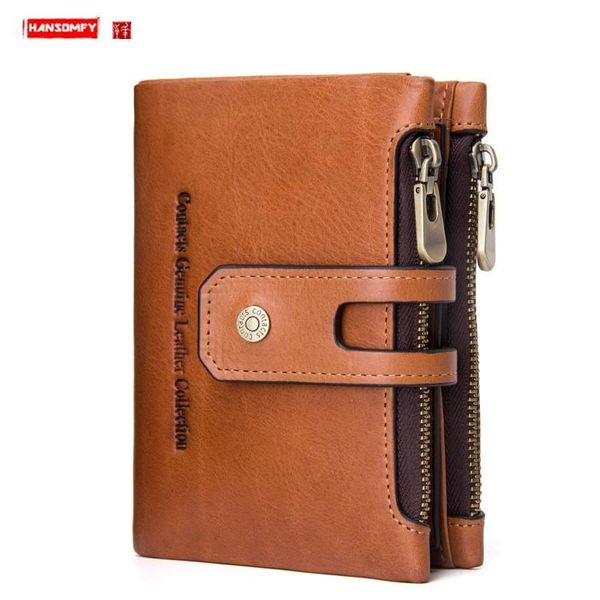 wallets double zipper buckle men's wallet genuine leather vintage short card holder crazy horse men casual coin purses, Red;black
wallets double zipper buckle men's wallet genuine leather vintage short card holder crazy horse men casual coin purses, Red;black
