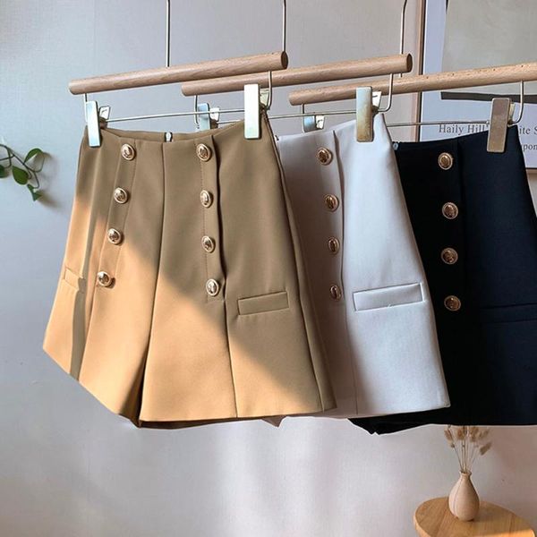 women's shorts 2021 spring autumn women casual high waist double-breasted wide leg office lady buttons solid color black fashion, White;black
women's shorts 2021 spring autumn women casual high waist double-breasted wide leg office lady buttons solid color black fashion, White;black
