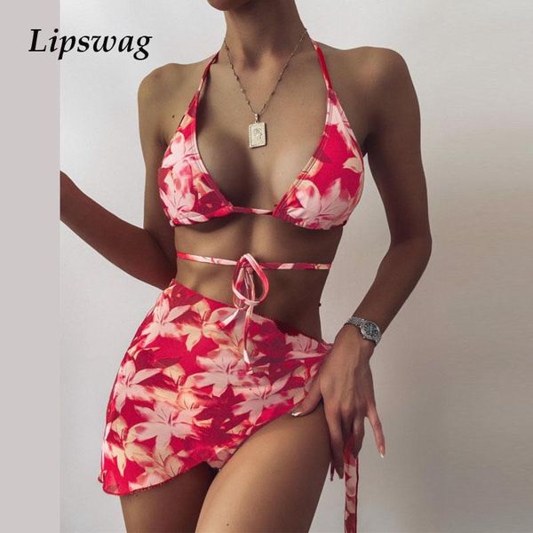 2021 3 piece bikini swimwear women bandage halter push up bikini set swimsuit floral string biquini beach wear bathing suit 
2021 3 piece bikini swimwear women bandage halter push up bikini set swimsuit floral string biquini beach wear bathing suit