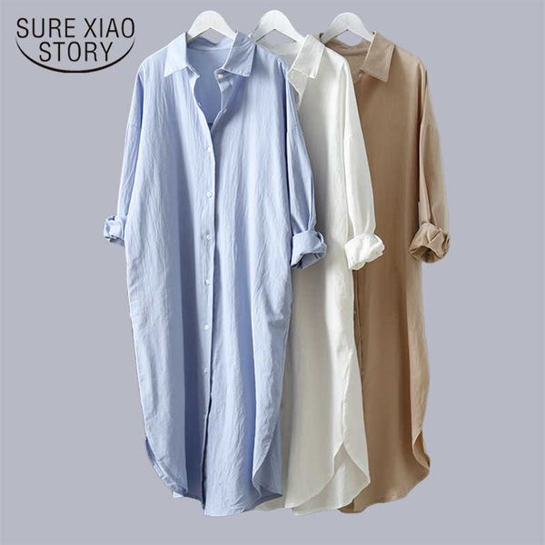 spring and summer cotton women blouses linen cottons casual white/blue women long section shirts plus size ladies' 6793 210527
spring and summer cotton women blouses linen cottons casual white/blue women long section shirts plus size ladies' 6793 210527