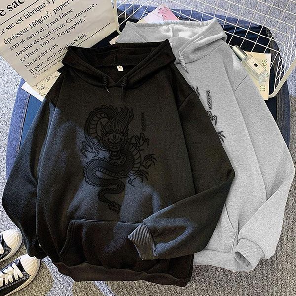 autumn and winter candy-colored sweatshirt couple's black dragon printed pattern hooded oversized crewneck
autumn and winter candy-colored sweatshirt couple's black dragon printed pattern hooded oversized crewneck