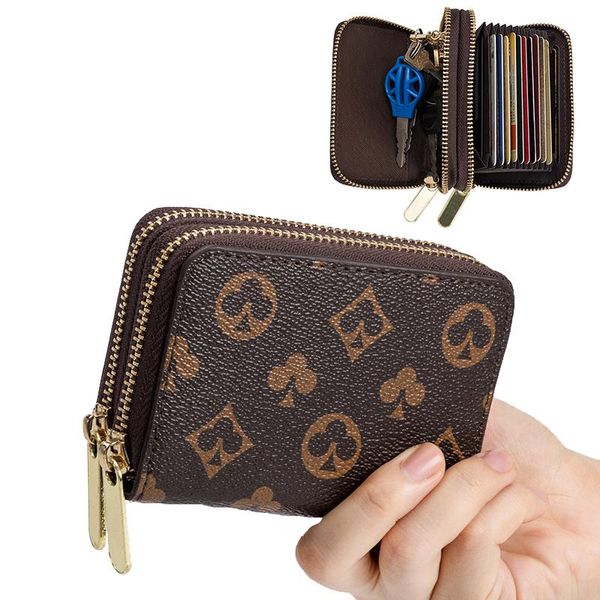 card holders men's holder classic print ladies multifunctional short double zipper wallet organ case driving license key coin purse, Brown;gray
card holders men's holder classic print ladies multifunctional short double zipper wallet organ case driving license key coin purse, Brown;gray