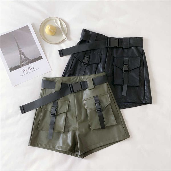 high waist wide leg cargo women's shorts vintage sashes solid khaki pocket women leather autumn shorts fashion 210601, White;black
high waist wide leg cargo women's shorts vintage sashes solid khaki pocket women leather autumn shorts fashion 210601, White;black