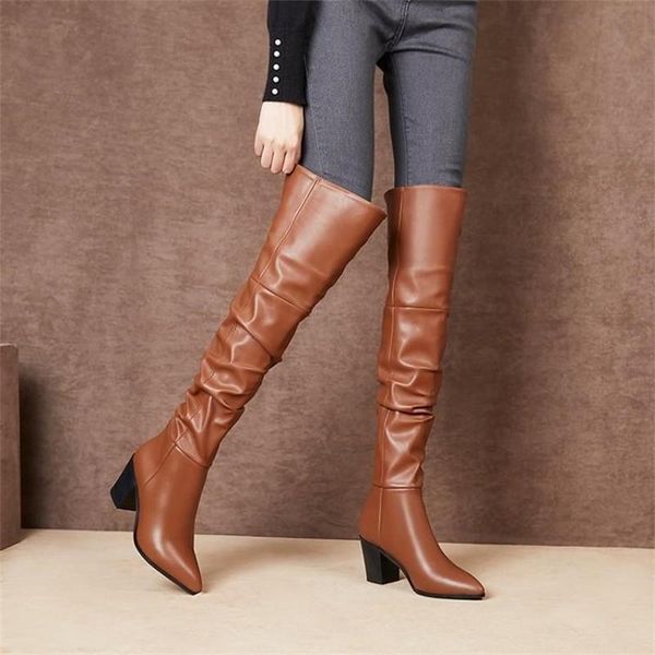 boots women's leather brown shoes pointed toe thick heel high big size small 45, Black
boots women's leather brown shoes pointed toe thick heel high big size small 45, Black