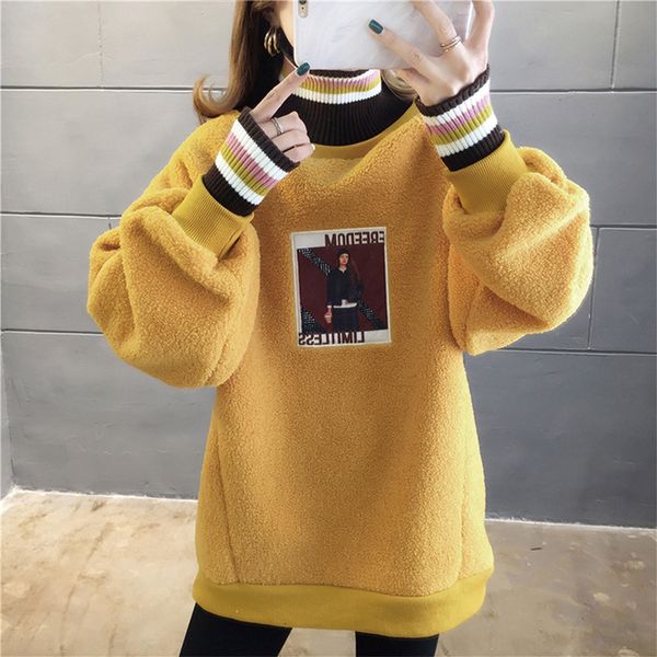 2021 new winter casual fake lambswool turtleneck pullovers o neck patchwork sweatshirts women zcuw, Black
2021 new winter casual fake lambswool turtleneck pullovers o neck patchwork sweatshirts women zcuw, Black