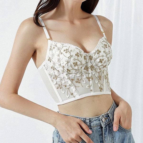 women's tanks & camis flower embroidery tank women lace corset short crop perspective vest party nightclub camisole female bustier, White
women's tanks & camis flower embroidery tank women lace corset short crop perspective vest party nightclub camisole female bustier, White