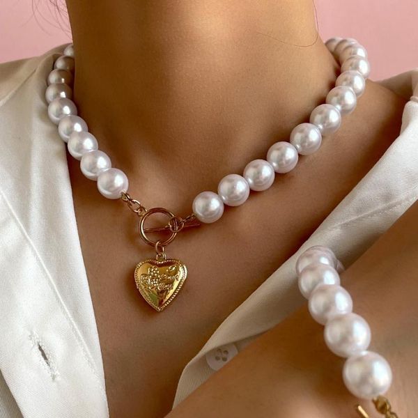 earrings & necklace flatfoosie 12mm imitation pearls heart pendant bracelet sets for women fashion golden ot buckle love choker jewelry set, Silver
earrings & necklace flatfoosie 12mm imitation pearls heart pendant bracelet sets for women fashion golden ot buckle love choker jewelry set, Silver