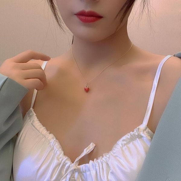 pendant necklaces necklace women strawberry woman simple chain charms girls jewelry gold color trendy european metal halskette, Silver 
pendant necklaces necklace women strawberry woman simple chain charms girls jewelry gold color trendy european metal halskette, Silver