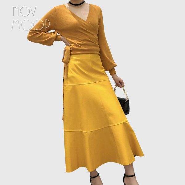 skirts novmoop genuine leather long patchwork women skirt ankel-lenth fashion sweet ins style luxurious sheepskin lt3435, Black
skirts novmoop genuine leather long patchwork women skirt ankel-lenth fashion sweet ins style luxurious sheepskin lt3435, Black