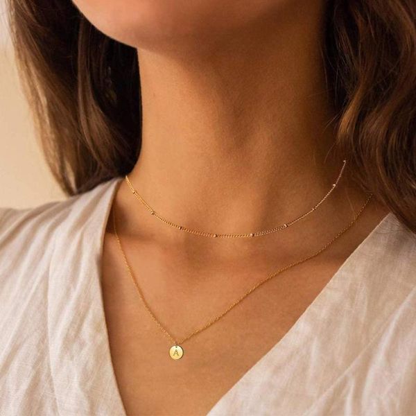 pendant necklaces 26 letters circular double layer initials name alphabet necklace for women golden color clavicle chain bijoux femme, Silver
pendant necklaces 26 letters circular double layer initials name alphabet necklace for women golden color clavicle chain bijoux femme, Silver