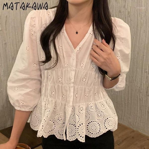 women's blouses & shirts matakawa white womens v-neck hollow out crochet floral blouse korean slim waist blusas mujer de moda 2021 ver
women's blouses & shirts matakawa white womens v-neck hollow out crochet floral blouse korean slim waist blusas mujer de moda 2021 ver