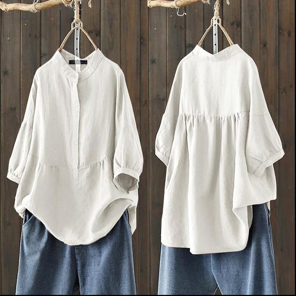 2021 zanzea women cotton blouse summer shirts elegant casual half sleeve female button blusas chemise solid plus size tunic, White
2021 zanzea women cotton blouse summer shirts elegant casual half sleeve female button blusas chemise solid plus size tunic, White