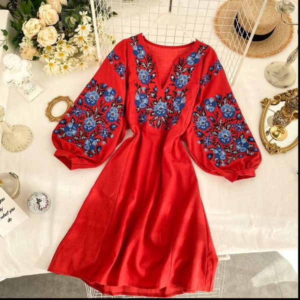 womens retro ethnic style dress embroidery flower lantern sleeves loose temperament deep v neck dress spring autumn dress ml447, Black;gray
womens retro ethnic style dress embroidery flower lantern sleeves loose temperament deep v neck dress spring autumn dress ml447, Black;gray