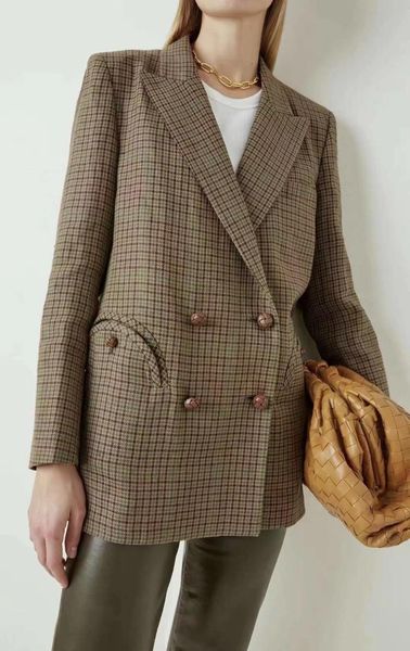 women's suits & blazers luxury 2021 early autumn plaid linen suit jacket blazer women, White;black
women's suits & blazers luxury 2021 early autumn plaid linen suit jacket blazer women, White;black