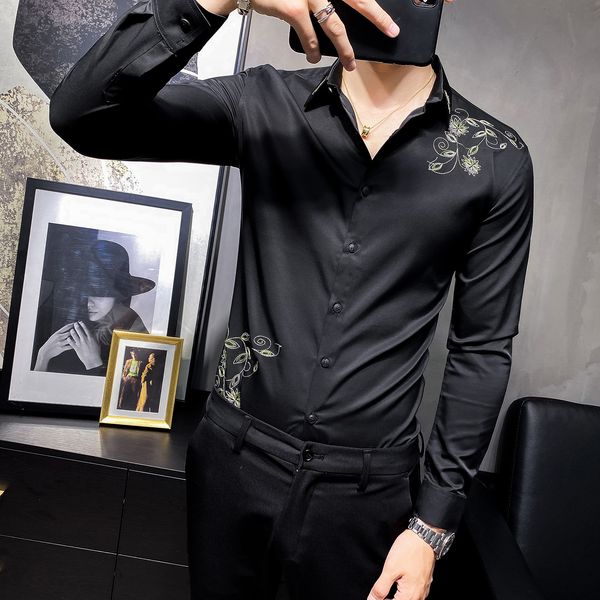 embroidered floral formal businessmen dressed in long sleeve shirts fine shirt casual party clothes chemise homme 6uj6, White;black
embroidered floral formal businessmen dressed in long sleeve shirts fine shirt casual party clothes chemise homme 6uj6, White;black