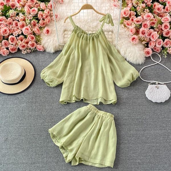 women's tracksuits autumn green/beige chiffon two piece set women vintage puff long sleeve loose blouse + wide leg shorts suit female 2, Gray
women's tracksuits autumn green/beige chiffon two piece set women vintage puff long sleeve loose blouse + wide leg shorts suit female 2, Gray