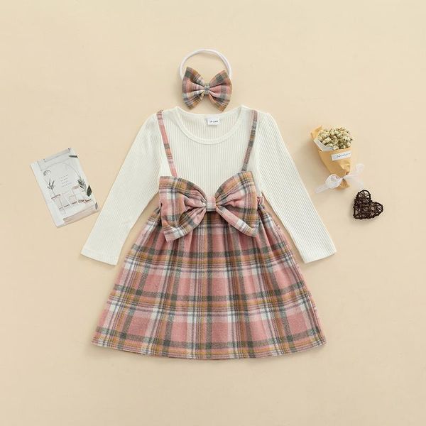 girl's dresses kids dress plaid round neck long sleeve fake two pieces with headband for spring fall, Red;yellow
girl's dresses kids dress plaid round neck long sleeve fake two pieces with headband for spring fall, Red;yellow