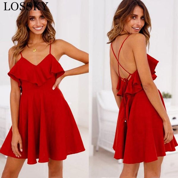 casual dresses summer sweet ruffles mini dress women's strap backless lace up short solid vintage elegant red party, Black;gray
casual dresses summer sweet ruffles mini dress women's strap backless lace up short solid vintage elegant red party, Black;gray