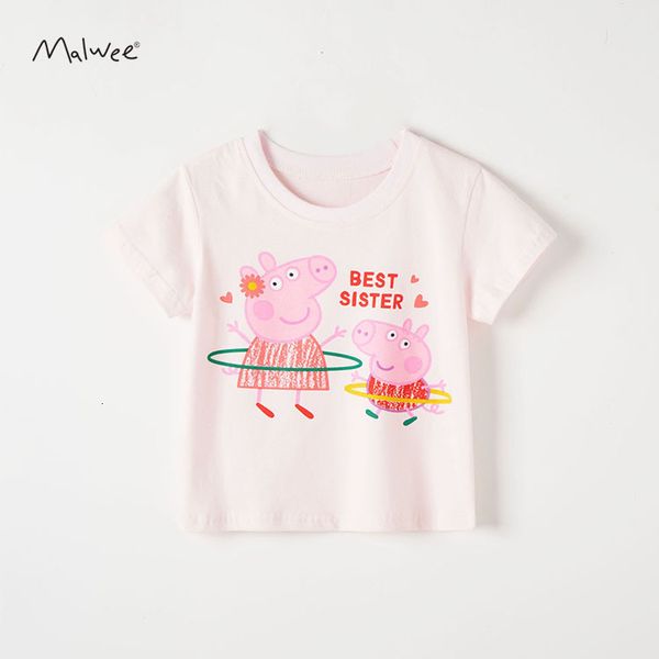 new short children's malwee summer cartoon t-shirt girl's clothes half sleeve ready to go, Black;white
new short children's malwee summer cartoon t-shirt girl's clothes half sleeve ready to go, Black;white