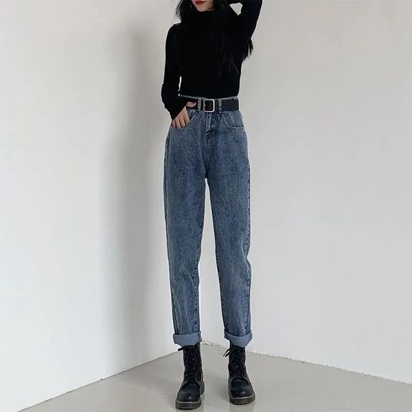women's jeans spring vintage straight women 2021 korean high waist anklelength denim pants modis streetwear push up ladies trousers, Blue
women's jeans spring vintage straight women 2021 korean high waist anklelength denim pants modis streetwear push up ladies trousers, Blue