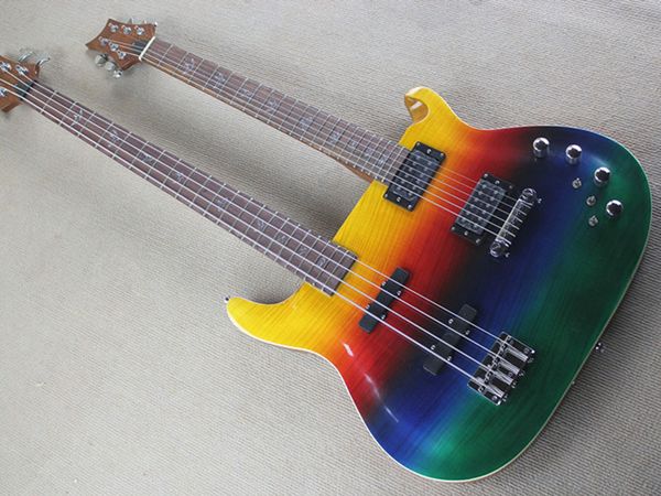 shaped double neck pr6 string electric guitar +4 string electric bass colorful color body bird straight plate
shaped double neck pr6 string electric guitar +4 string electric bass colorful color body bird straight plate