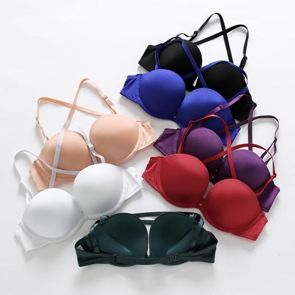 bras summer for women seamless solid color push up bra u-shaped cut-back intimates female simple underwear*, Red;black
bras summer for women seamless solid color push up bra u-shaped cut-back intimates female simple underwear*, Red;black