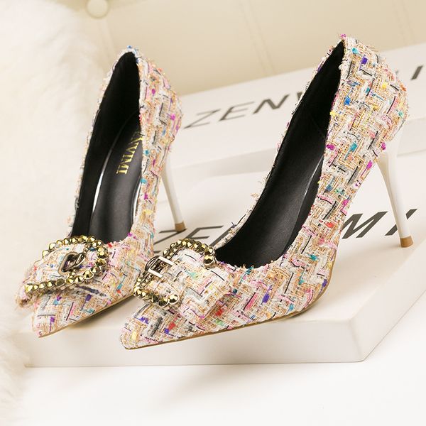 6289-25 korean style fashion colorblock wool womens shoes stiletto heel rhinestone buckle pointed-toe skinny high heels pumps, Black
6289-25 korean style fashion colorblock wool womens shoes stiletto heel rhinestone buckle pointed-toe skinny high heels pumps, Black
