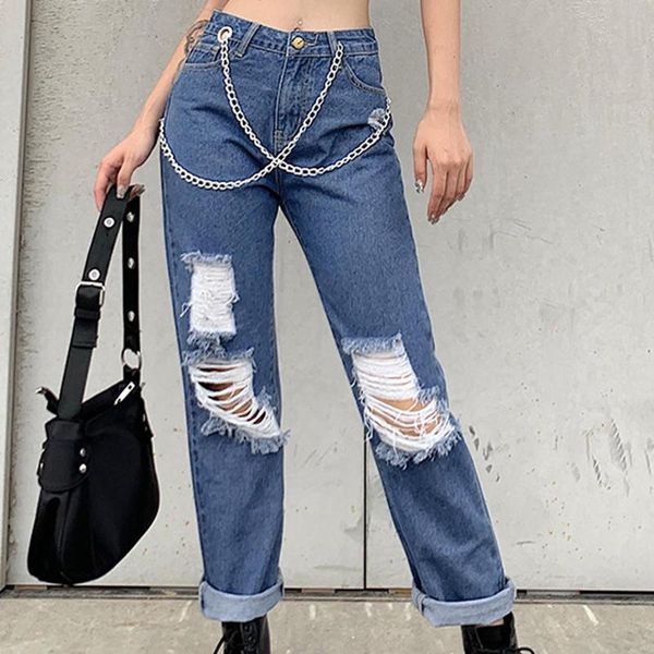 women's jeans ripped straight women baggy vintage hole high waist boyfriends mom denim distressed streetwear 2021 summer female pants 3, Blue
women's jeans ripped straight women baggy vintage hole high waist boyfriends mom denim distressed streetwear 2021 summer female pants 3, Blue