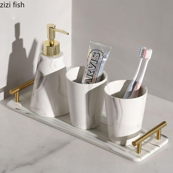 bath accessory set marble texture ceramic bathroom accessories portable soap dispenser golden handle storage tray supplies
bath accessory set marble texture ceramic bathroom accessories portable soap dispenser golden handle storage tray supplies