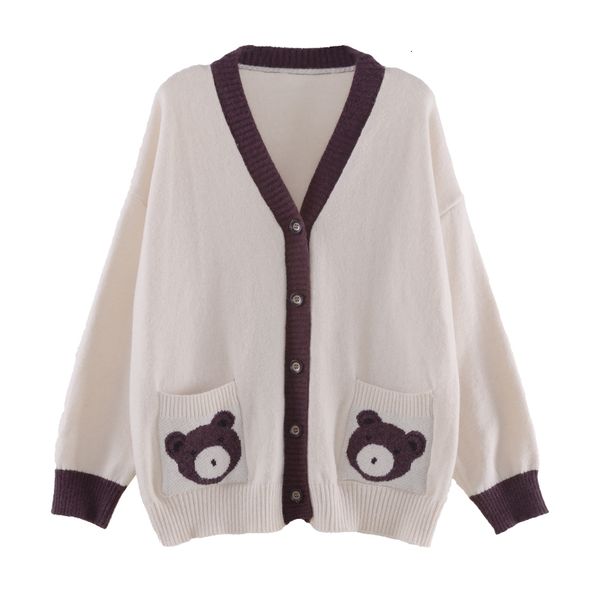 women's sweaters style preppy bear jacquard with cleavage in v cardigan single breasted winter jacket cotton leather women's 5aci, White;black
women's sweaters style preppy bear jacquard with cleavage in v cardigan single breasted winter jacket cotton leather women's 5aci, White;black