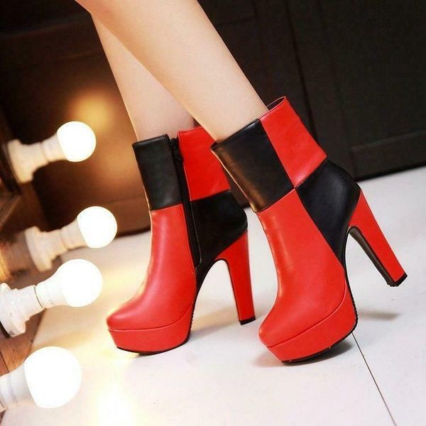 boots women's high heel block casual ankle boot stitching color shoes platform dress, Black
boots women's high heel block casual ankle boot stitching color shoes platform dress, Black