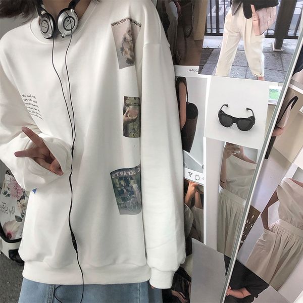 2021 new college style round neck pullover picture white long-sleeved loose autumn personality fashion sweatshirt bi5f, Black
2021 new college style round neck pullover picture white long-sleeved loose autumn personality fashion sweatshirt bi5f, Black