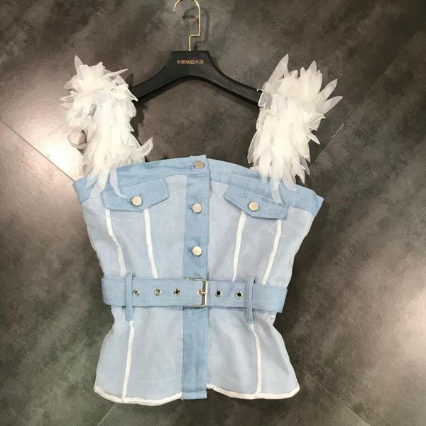 2021 Spring Sexy Summer No Sleeves Feather Blue Light Decoration Denim Tank Top Female Vest with Mi46 Xeqx, White
2021 Spring Sexy Summer No Sleeves Feather Blue Light Decoration Denim Tank Top Female Vest with Mi46 Xeqx, White