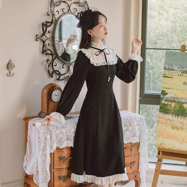 casual dresses japan mori girl style black chiffon gatsby dress sweet patchwork lace petal sleeve vintage midi vestido negro robe noir, Black;gray
casual dresses japan mori girl style black chiffon gatsby dress sweet patchwork lace petal sleeve vintage midi vestido negro robe noir, Black;gray