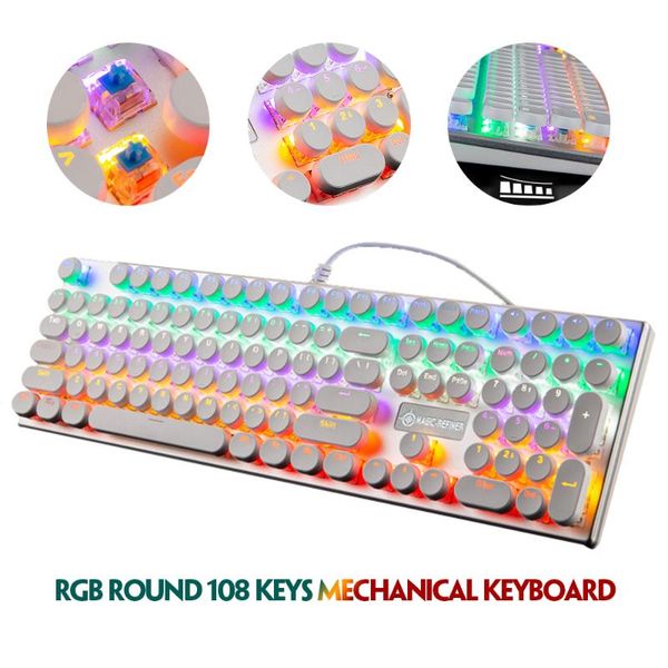 keyboards 1505 rgb mechanical keyboard retro round 108 suspended keys game office white colorful mixed light green shaft wired
keyboards 1505 rgb mechanical keyboard retro round 108 suspended keys game office white colorful mixed light green shaft wired