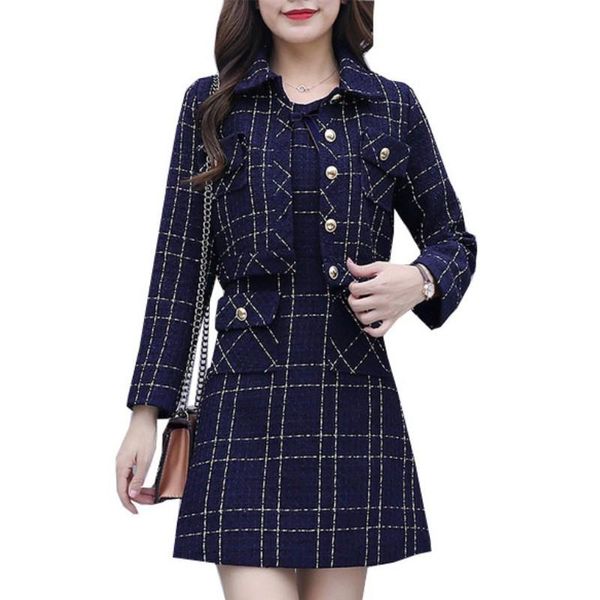 two piece dress small fragrance tweed suits 2 set runway women long sleeve plaid jacket coat + sleeveless vest, White
two piece dress small fragrance tweed suits 2 set runway women long sleeve plaid jacket coat + sleeveless vest, White