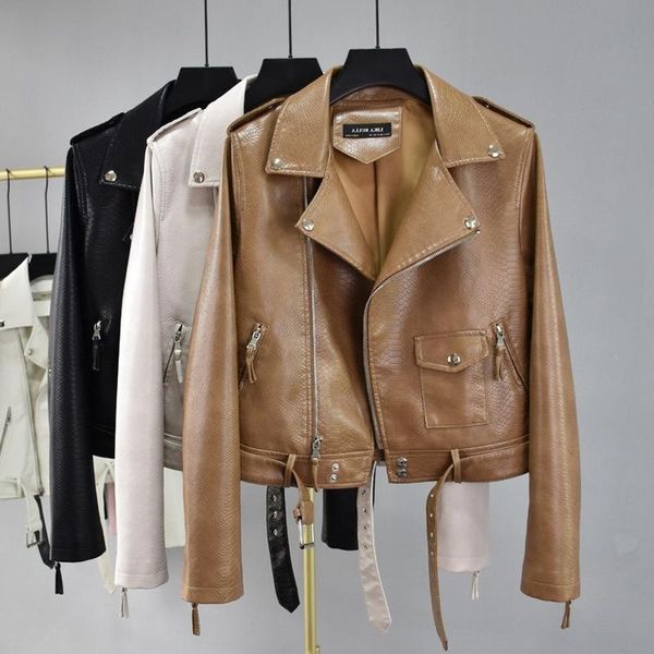 women's jackets notched collar long sleeve zipper woman simple loose moto leather jacket autumn winter fashion pu outwear, Black;brown
women's jackets notched collar long sleeve zipper woman simple loose moto leather jacket autumn winter fashion pu outwear, Black;brown