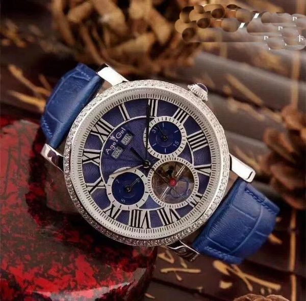 wristwatches luxury men automatic mechanical watch silver blue diamond bezel leather tourbillon rome dual time skeleton sapphire, Slivery;brown
wristwatches luxury men automatic mechanical watch silver blue diamond bezel leather tourbillon rome dual time skeleton sapphire, Slivery;brown
