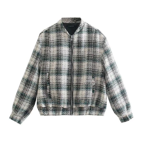 women's jackets bbwm 2021 autumn tweed plaid women vintage long sleeve office lady jacket female loose streetwear zipper coat chic top, Black;brown
women's jackets bbwm 2021 autumn tweed plaid women vintage long sleeve office lady jacket female loose streetwear zipper coat chic top, Black;brown