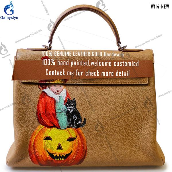 pumpkin ghost black cat bag hand painted genuine leather handbag designer famous painting messenger bag luxury handbags women, Black;red
pumpkin ghost black cat bag hand painted genuine leather handbag designer famous painting messenger bag luxury handbags women, Black;red