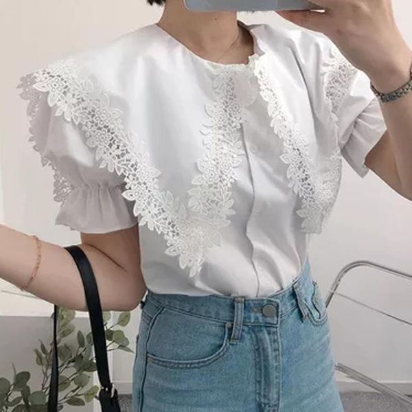 women's blouses & shirts alien kitty 2021 summer women lace female tees solid short sleeve fashion all-match single breasted office lad, White
women's blouses & shirts alien kitty 2021 summer women lace female tees solid short sleeve fashion all-match single breasted office lad, White